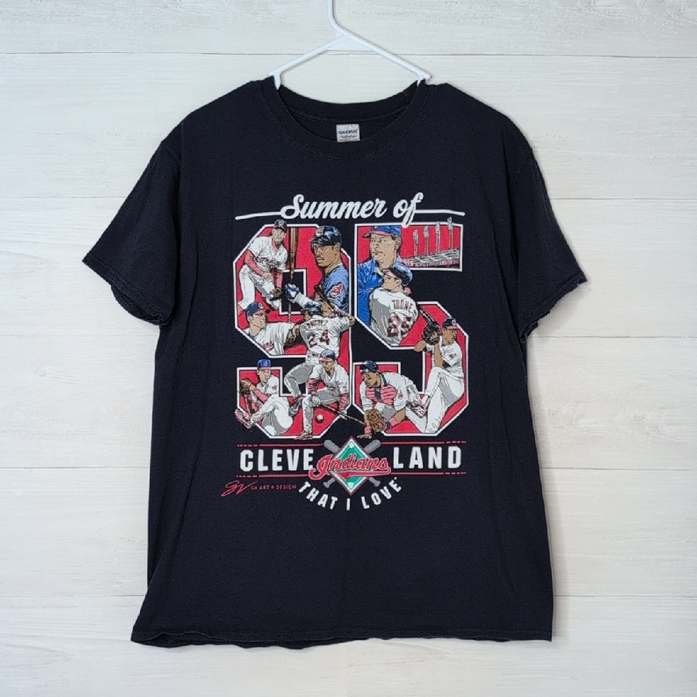 Cleveland Indians Gildan Navy Blue 'Summer of 95' Graphic Tee